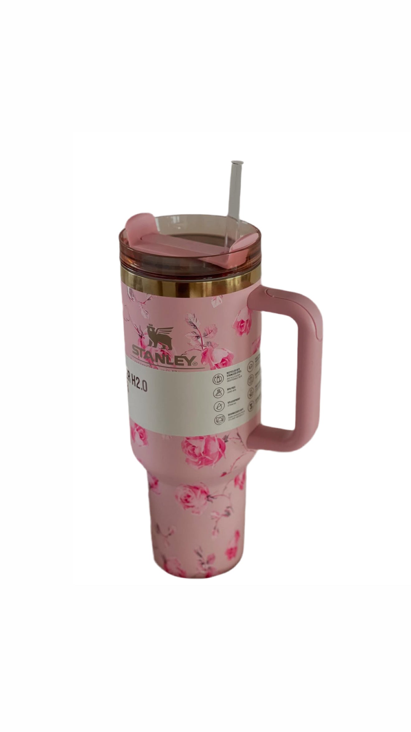 Stanley Pink Flower Quencher H2.0 Flowstate Tumbler 40oz