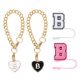 2pcs Heart Letter Charm Accessories with 2pcs Straw Topper