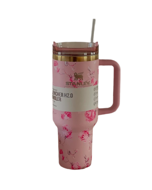Stanley Pink Flower Quencher H2.0 Flowstate Tumbler 40oz